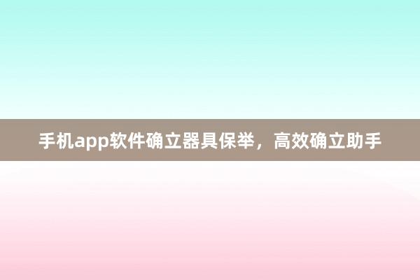 手机app软件确立器具保举，高效确立助手